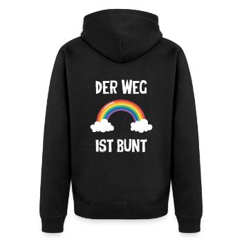 Der Weg Ist Bunt - Unisex Premium Bio Zip Hoodie - Schwarz - Hinten - Nico (187cm)