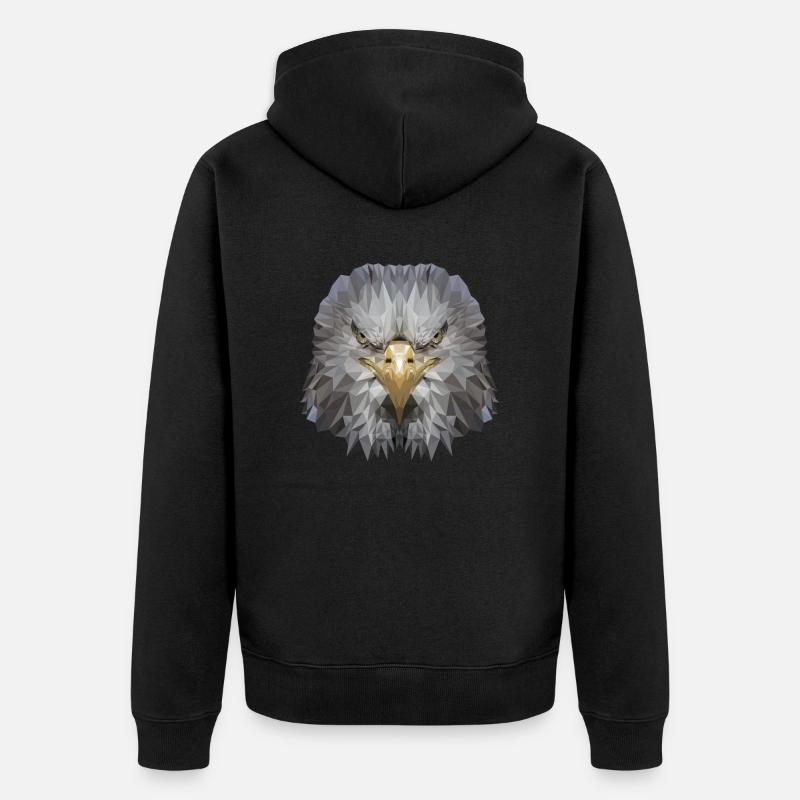 Adler Polygon Greifvogel - Unisex Premium Bio Zip Hoodie - Schwarz