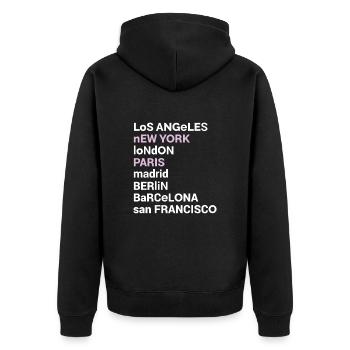 City Love Los Angeles New York Londres Paris - Veste à capuche bio Premium Unisexe - noir - Dos - Nico (187cm)