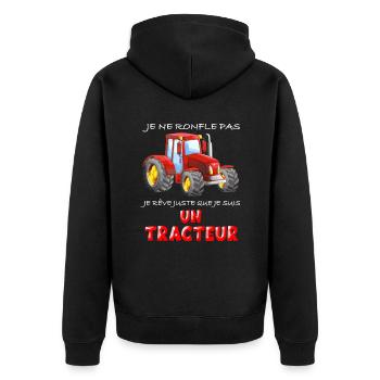 Tracteur Idée Cadeau Homme Agriculteur - Veste à capuche bio Premium Unisexe - noir - Dos - Nico (187cm)