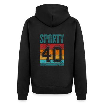 40. Geburtstag 40 Jahre alt Sportliche 40 - Unisex Premium Bio Zip Hoodie - Schwarz - Hinten - Nico (187cm)