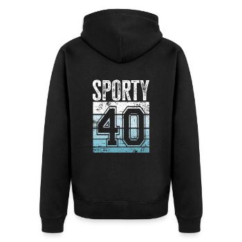 40. Geburtstag 40 Jahre alt sportliche 40 - Unisex Premium Bio Zip Hoodie - Schwarz - Hinten - Nico (187cm)
