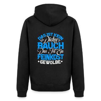 DAS IST KEIN DICKER BAUCH. DAS IST EIN FEINKOST... - Unisex Premium Bio Zip Hoodie - Schwarz - Hinten - Nico (187cm)