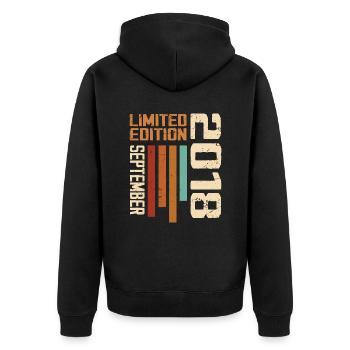 September 2018 Original Birthday Gift Idea - Unisex Premium Organic Zip Hoodie - black - Back - Nico (187cm)