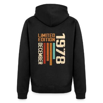 December 1978 - 1978 December - Unisex Premium Organic Zip Hoodie - black - Back - Nico (187cm)