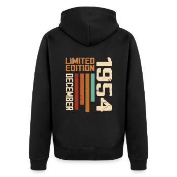 Dezember 1954 - 1954 Dezember - Unisex Premium Bio Zip Hoodie - Schwarz - Hinten - Nico (187cm)
