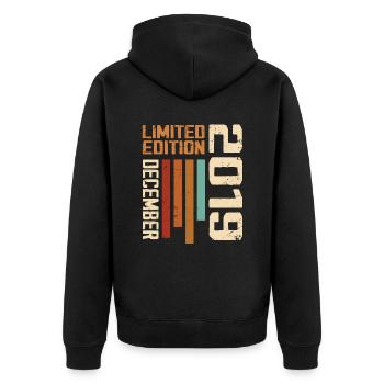 Dezember 2019 - 2019 Dezember - Unisex Premium Bio Zip Hoodie - Schwarz - Hinten - Nico (187cm)