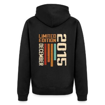 December 2015 - 2015 December - Unisex Premium Organic Zip Hoodie - black - Back - Nico (187cm)