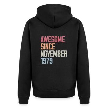 Cadeau D'anniversaire En Novembre 1979 - Veste à capuche bio Premium Unisexe - noir - Dos - Nico (187cm)