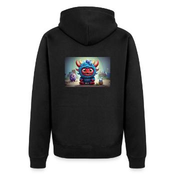 Monster: 4 - Unisex Premium Bio Zip Hoodie - Schwarz - Hinten - Nico (187cm)