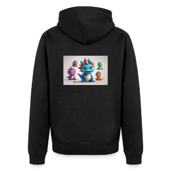 Monster 8 - Unisex Premium Bio Zip Hoodie - Schwarz - Hinten - Nico (187cm)