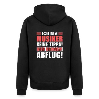 Ich bin Musiker - Keine Tipps! Bier bringen! - Unisex Premium Bio Zip Hoodie - Schwarz - Hinten - Nico (187cm)