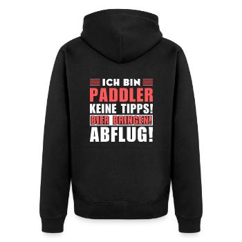 Ich bin Paddler - Keine Tipps! Bier bringen! - Unisex Premium Bio Zip Hoodie - Schwarz - Hinten - Nico (187cm)
