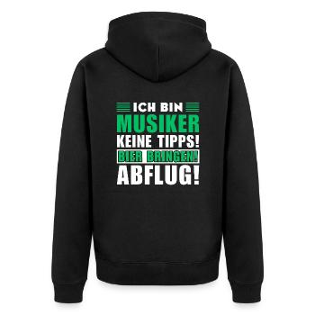 Ich bin Musiker - Keine Tipps! Bier bringen - Unisex Premium Bio Zip Hoodie - Schwarz - Hinten - Nico (187cm)