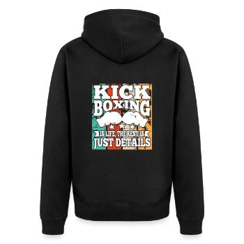Kickboxing Is Life Boxing Gloves Funny Kickboxer - Unisex Premium Organic Zip Hoodie - black - Back - Nico (187cm)