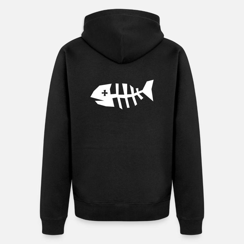 Fisch Knochen Skelett - Unisex Premium Bio Zip Hoodie - Schwarz