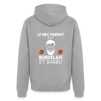 Le Bordelais Parfait Existe C'est Le Mien - Veste à capuche bio Premium Unisexe - gris chiné - Dos - Nico (187cm)