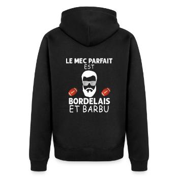 Le Bordelais Parfait Existe C'est Le Mien - Veste à capuche bio Premium Unisexe - noir - Dos - Nico (187cm)