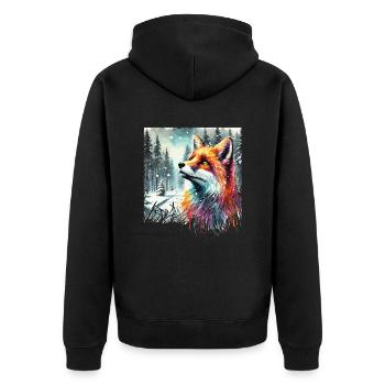 Aquarell Fuchs, Fuchs, Winter Hintergrund - Unisex Premium Bio Zip Hoodie - Schwarz - Hinten - Nico (187cm)