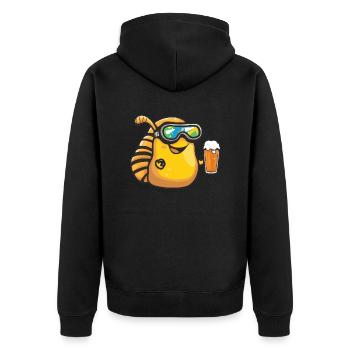 Schnecke Apres Ski Bier Comic - Unisex Premium Bio Zip Hoodie - Schwarz - Hinten - Nico (187cm)