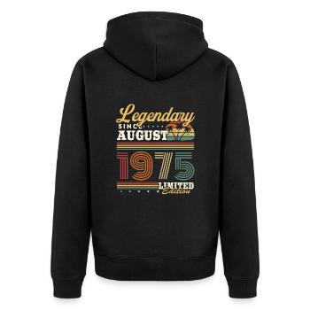 Legendary since August 1975 vintage birthday - Unisex Premium Organic Zip Hoodie - black - Back - Nico (187cm)