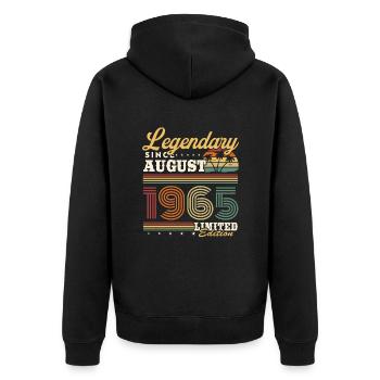 Legendary since August 1965 vintage birthday - Unisex Premium Organic Zip Hoodie - black - Back - Nico (187cm)