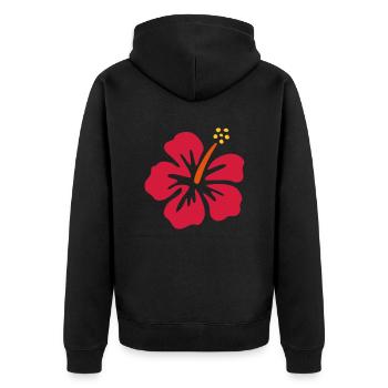 Hibiscus - Unisex Premium Bio Zip Hoodie - Schwarz - Hinten - Nico (187cm)