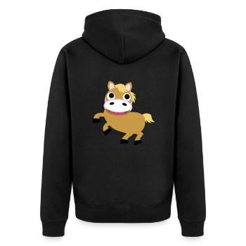 Pony - Haflinger - Unisex Premium Bio Zip Hoodie - Schwarz - Hinten - Nico (187cm)