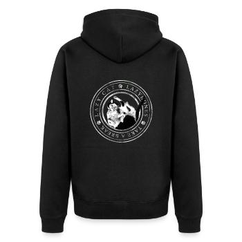 Lazy Cat Logo - Unisex Premium Bio Zip Hoodie - Schwarz - Hinten - Nico (187cm)