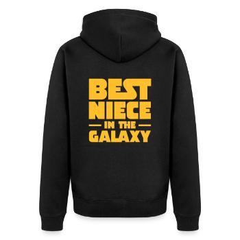 Best Niece In The Galaxy - Unisex Premium Organic Zip Hoodie - black - Back - Nico (187cm)