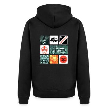 Simson Star Moped - Vergnügen auf 2 Rädern - Unisex Premium Bio Zip Hoodie - Schwarz - Hinten - Nico (187cm)