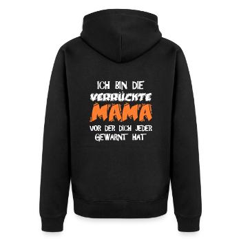 Verrückte Mama - Unisex Premium Bio Zip Hoodie - Schwarz - Hinten - Nico (187cm)
