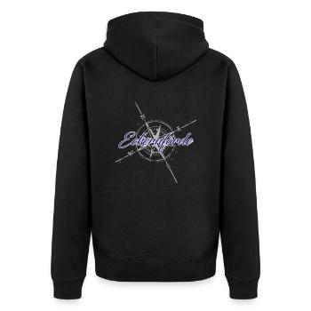 Eckernförde Kompass blau - Unisex Premium Bio Zip Hoodie - Schwarz - Hinten - Nico (187cm)