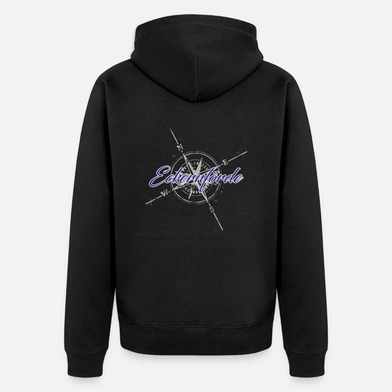 Eckernförde Kompass blau - Unisex Premium Bio Zip Hoodie - Schwarz