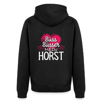 HORST - süss - Unisex Premium Bio Zip Hoodie - Schwarz - Hinten - Nico (187cm)