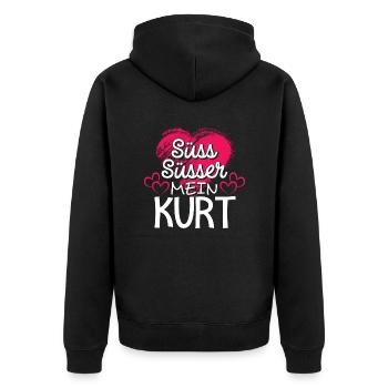 KURT - süss - Unisex Premium Bio Zip Hoodie - Schwarz - Hinten - Nico (187cm)