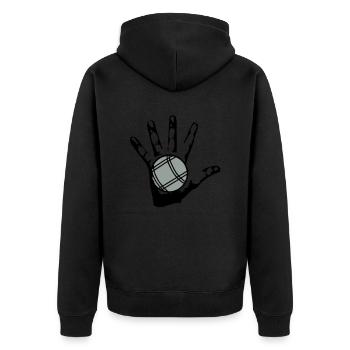 petanque ball hand hand1 - Unisex Premium Organic Zip Hoodie - black - Back - Nico (187cm)