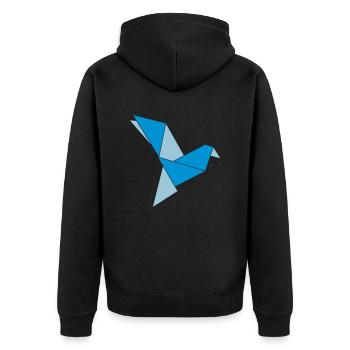 origami bird - Unisex Premium Organic Zip Hoodie - black - Back - Nico (187cm)