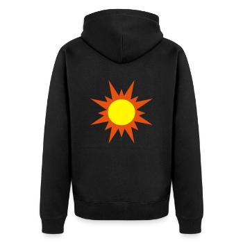 Sonne - Unisex Premium Bio Zip Hoodie - Schwarz - Hinten - Nico (187cm)