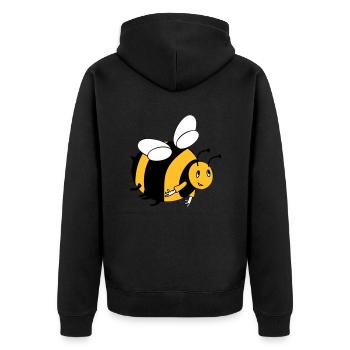 Hummel mit deinen Farben - Unisex Premium Bio Zip Hoodie - Schwarz - Hinten - Nico (187cm)