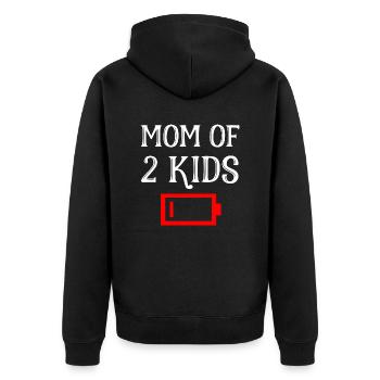 Müde Mutter von 2 Kindern Mutter mit zwei Kindern - Unisex Premium Bio Zip Hoodie - Schwarz - Hinten - Nico (187cm)