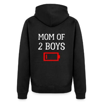 Tired Mom Of 2 Boys Mother Of Two Sons Battery - Unisex Premium Organic Zip Hoodie - black - Back - Nico (187cm)