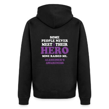 Alzheimers Awareness - Unisex Premium Organic Zip Hoodie - black - Back - Nico (187cm)