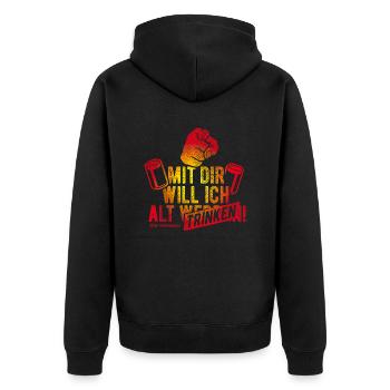 Mit dir will ich Alt T-Shirts - Unisex Premium Bio Zip Hoodie - Schwarz - Hinten - Nico (187cm)