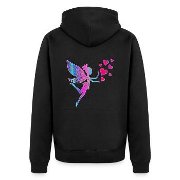 Fee Elfe Herzen Valentinstag Geschenkidee Liebe - Unisex Premium Bio Zip Hoodie - Schwarz - Hinten - Nico (187cm)