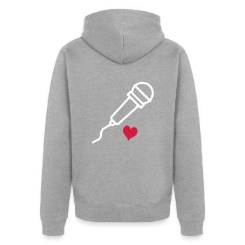 Singen - Unisex Premium Bio Zip Hoodie - Grau meliert - Hinten - Nico (187cm)