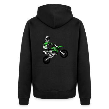 Kinder Motocross - KIDS MX - Unisex Premium Bio Zip Hoodie - Schwarz - Hinten - Nico (187cm)