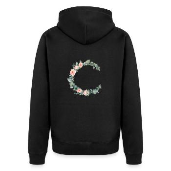 roses_wreath_33 - Unisex Premium Bio Zip Hoodie - Schwarz - Hinten - Nico (187cm)