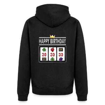 Jackpot joyeux anniversaire 30 ans, anniversaire rond - Veste à capuche bio Premium Unisexe - noir - Dos - Nico (187cm)