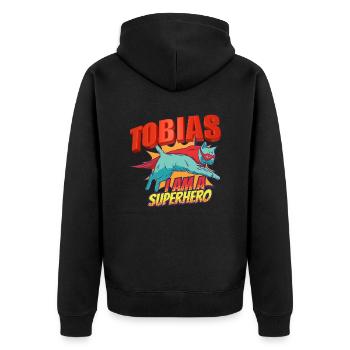 Tobias - Unisex Premium Bio Zip Hoodie - Schwarz - Hinten - Nico (187cm)